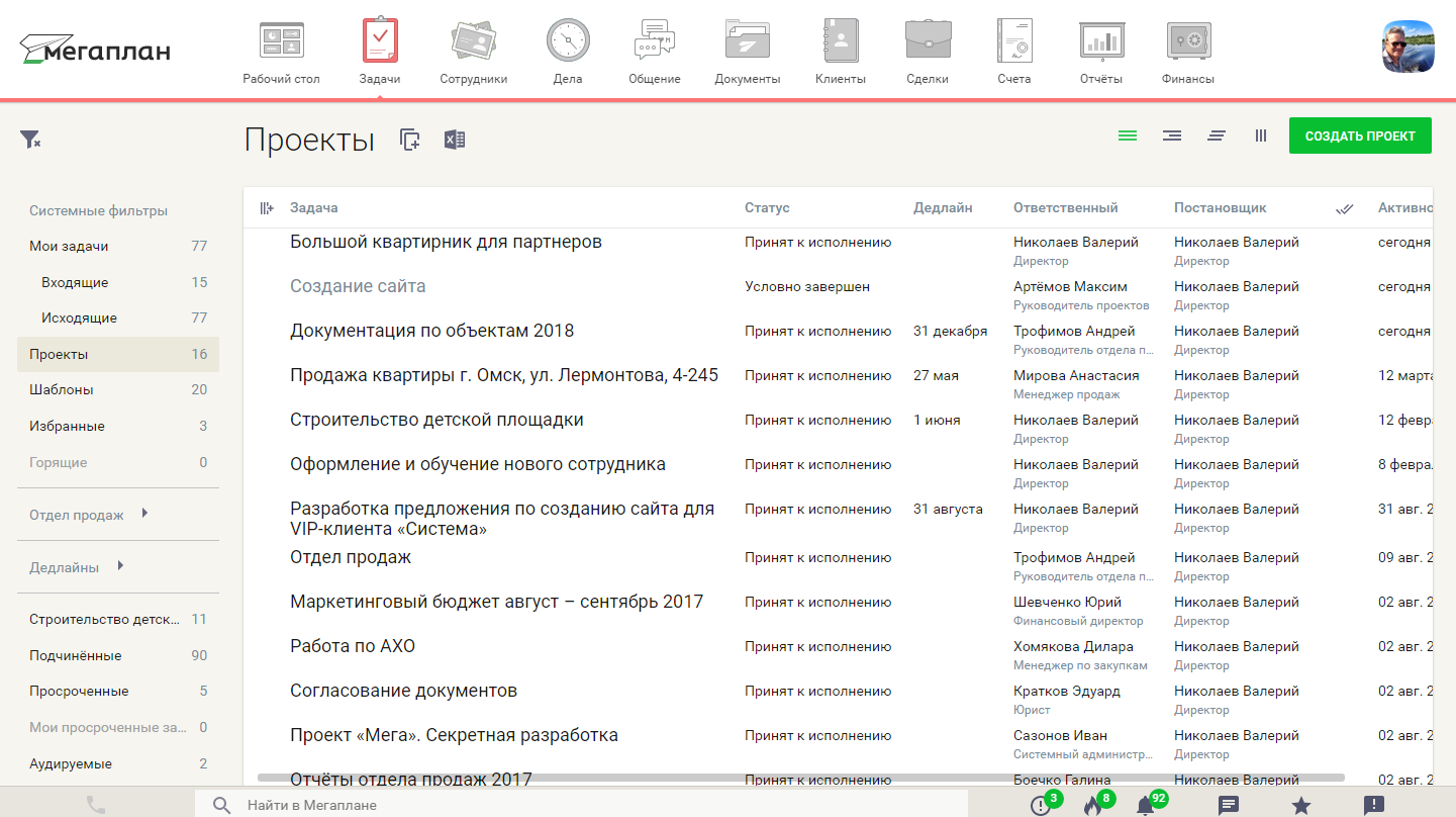 Статус архива. Мегаплан проекты. Список проектов. Программа Мегаплан. Электронная очередь в статусе проект.